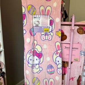 Hello Kitty Easter Lavender and Pink Plush Blanket